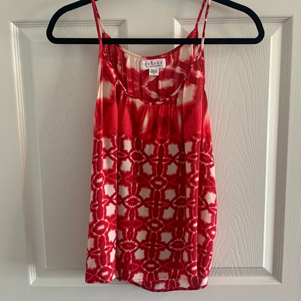 Velvet by Graham and Spencer Red/Cream Print Tank Top